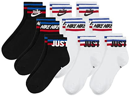 Nike 9 Paar Everyday Essential Ankle Sneakersocken Socken Quarter Unisex DX5080, Farbe:schwarz/weiss/weiss, Socken Neu:42-46