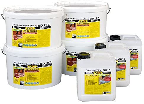 AXOL 1K Flachdachabdichtungs-Set 45 m² ziegelrot – für geneigte Dächer | Profi-Qualität - 1K-Dichtstoff, praktisches Komplettset für saugende und sandende Untergründe