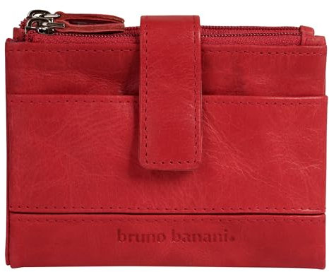 bruno banani kleine Geldbörse im Querformat Echt Leder Damen | RFID-Schutz, 8 Kartenfächer, kompakte Geldbörse, 2 Münzfächer mit Reißverschluss, praktische Fächeraufteilung | 021751