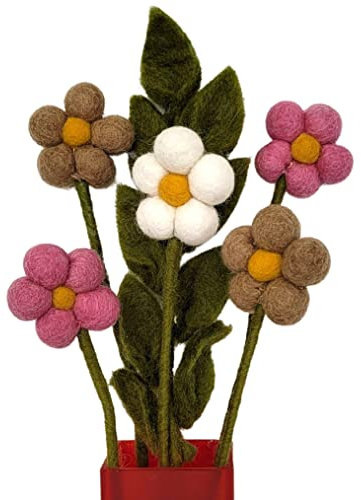 your castle Blumenstrauß aus 5 handgearbeiteten Filzblumen & 1 AST, fairer Handel, nachhaltige Deko aus Filz, realistische Kunstblumen, Textilblumen, Filzset Blumen, Stoffblumen, Filzblüten, Nelia