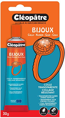 CLEOPATRE - Colla per gioielli trasparente, perfetta per incollare e riparare gioielli, per strass, vetro, metallo, plastica, 30 g