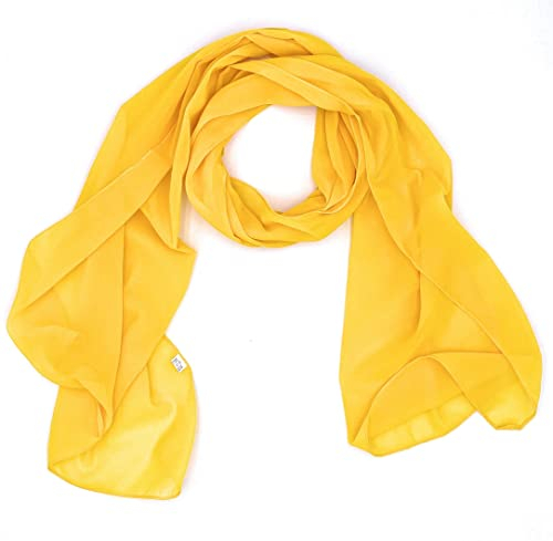 FASHION YOU WANT Damen Schal Stola Halstuch Tuch Seidentuch aus Chiffon für Frühling Sommer Ganzjährig (gelb)