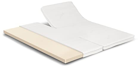 Meisterschlaf Split Latex Topper 200x210 cm – 7 cm hoch – 20% Naturlatex RG 65 – mittelweich – Oeko-TEX® Standard 100 – Tencel™ Lyocell 3D Doppeltuch-Bezug waschbar – Made in Germany