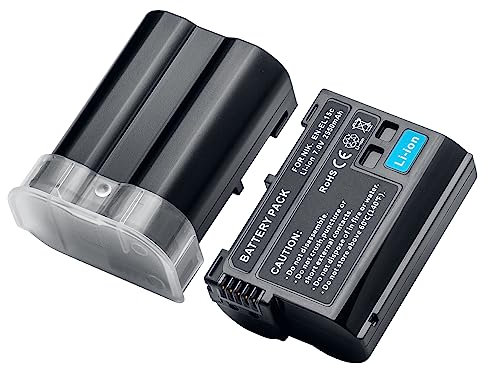 EN-EL15/EL15a/15b Batteria Ricaricabile 2550mAh(2Pezzi) Compatibile con Nikon D7000, D7100, D7200, D7500, D500, D600, D600E, D610, D750, D780, D800, D800E, D810, D810E, D850, V1, Z5, Z6, Z7, Z62, Z72