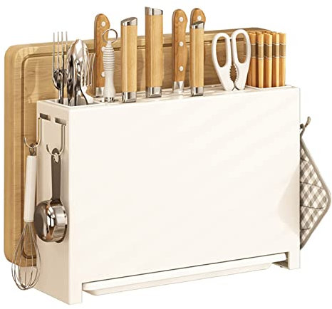 Étagère de Séchage pour Couteaux pour Comptoir de Cuisine, Support de Rangement pour Couteaux en Métal, Rangement Intégré pour Planches à Découper, Bloc de Rangement pour Couteaux de Grande Capacité,