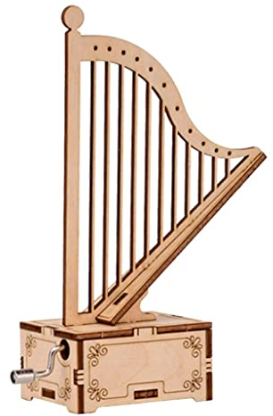 Xiaojikuaipao DIY Handwerk Spielzeug Schnitt Harfe Form Holz Spieluhr Geschenk für Alter 14+ Ornamente