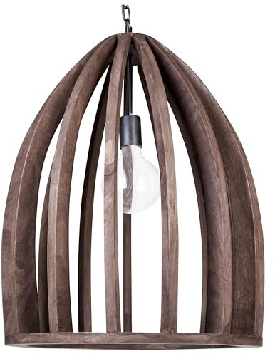 Beliani Hängeleuchte Mango Holz dunkelbraun 1-flammig Gitter-Design handgemacht Manair