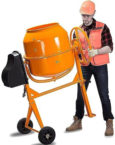 Gvqng Concrete Mixer, Electric Cement Mixer, Portable Concrete Mixer Machine, Freestanding Barrow Machine, Mixing Tools Stucco Mortar, Wheelbarrow Cement Mixing Tools for Stucco