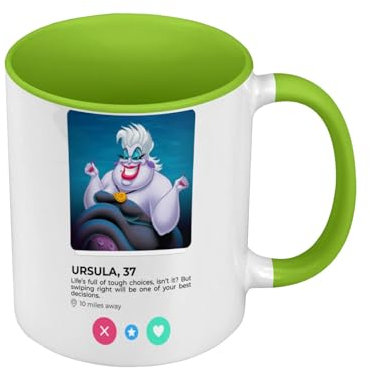 Ursula Mermaid Social Network Meeting Love Tasse mit Henkel und farbigem Innenfutter, Grün