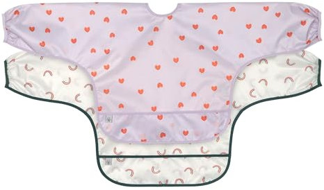 LÄSSIG Baby Langarmlätzchen Set (2 St.) zum Binden Auffangschutz/Long Sleeve Bib Happy Rascals Heart
