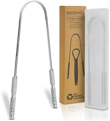 Tongue Scraper with Travel Case Metal Stainless Steel Tongue Scrapers for Adults Restore Fresh Breath Improve Taste and Oral Health with Our Tongue Cleaners Suitable for Men & Women Personal Hygiene