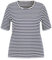 Samoon Damen Geringeltes Halbarmshirt mit RIPP-Struktur halber Arm gestreift Navy-Beige Ringel 48