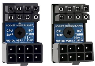 CY 2 Stück/Lot ATX 8P EPS Stecker auf 8P Buchse 360 Grad nach oben und unten abgewinkelter Power-Header-Adapter für CPU 12 V
