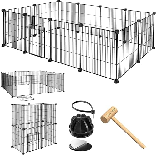 KESSER® Freigehege Gittergehege für Kaninchen aus Metallgitter XXL inkl. Tür Kleintiergehege Meerschweinchen Gehege Freilauf, Kleintierkäfig Laufgitter Hasenstall für Innen – draußen