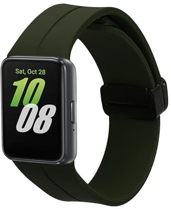 kwmobile Cinturino TPU Silicone con Fibbia Compatibile con Samsung Galaxy Fit 3 Cinturino - Cinturini 14-22 cm verde scuro