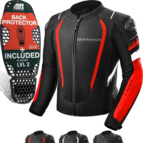 SHIMA MESH PRO 2.0 Motorrad Jacke Herren mit Protektoren AIRFORCE Rückenprotektor Motorradjacke Sommer Schulter Protektor Ellbogen Textiljacke Schutzjacken Protektorenjacke (Männer, Rot, S)