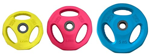Sport-Thieme Hantelscheibe Gummi | Für Pumpset | Geräuscharmes Training | 30 mm Bohrung | Gusseisen mit Gummiummantel | Schutz für Bodenbeläge | 3 Grifflöcher | Nylonring