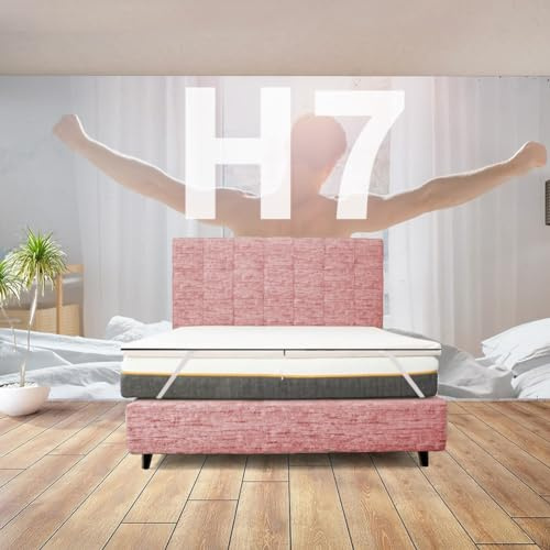 Comfy Line Topper, fest, King Size, 190 x 195 cm, orthopädischer Topper gegen Rückenschmerzen, Höhe 7 cm, abnehmbarer Topper, hypoallergen, mit Gummibändern zur Befestigung – Modell Fixio H7
