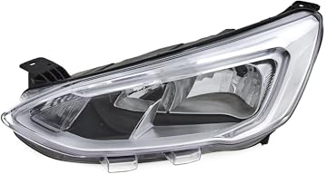 EDA PREMIUM auto Scheinwerfer Links 2278782 passend für FORD FOCUS 2018-, mit Stellmotor für LWR, Chrom, H7/H1, ECE, mit Tagfahrlicht (LED)