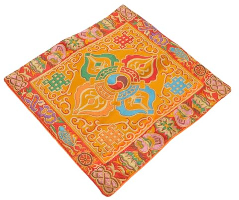 STOBOK Gewebtes Tuch Tischdecke aus Altartuch tibetischer Wandteppich Packstoff aus Buddhismus Stickerei Tapisserie buddhistische Versorgung Zen buddhistische Schriften Stoff Satin