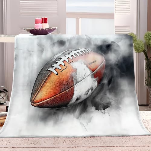 American Football Rauchgrau Kuscheldecke Fleecedecke Grau Flauschig Decke Warme Weich Sofadecke, Wohnzimmer überwurfdecke Couchdecke, Wohndecke für Erwachsene Kinder Baby 150x200 cm