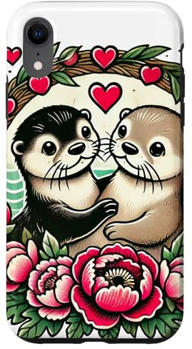 Hülle für iPhone XR Otter Paar Illustration Otter Liebe Design Valentinstag