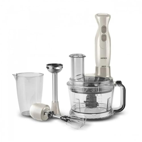 Karaca Pro-Multimax Küchenroboter, Iconic Beige Latte, 2000W - Multifunktionaler Küchenhelfer für maximale Leistung - Enthält Mischbehälter (800 ml) und Behälter (1,5 L) - Kraftvoller 2000 W Motor