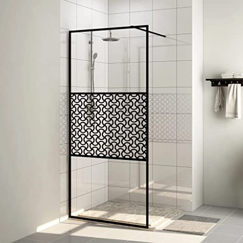 UJCHVHN Paroi de douche à l'italienne avec verre ESG transparent Noir 115 x 195 cm