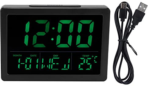 Glomora Nebenuhr, LED-Nebenuhr mit großem Bildschirm und Schlummerfunktion, elektrische Uhr für den Schlafsaal am Morgen