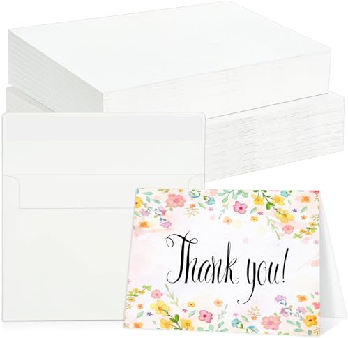 60 Watercolour Cards with Envelopes, 4x6 Inch, 300 GSM Cotton Paper | Foldable Blank Cards, Cold Press 140 Lb Paper, Self-Seal Envelopes, For Invitations, Thank You Cards And Art Projects