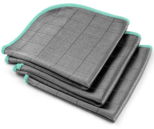 Airlab 3X Thickened Magic Cleaning Cloth 400 GSM, Glass Cleaning Cloth Streak Free, Lint Free Carbon Microfiber Polishing Cloth Dusters for Windows Mirror Car Windscreen Bathroom Kitchen Dish, 30x30cm