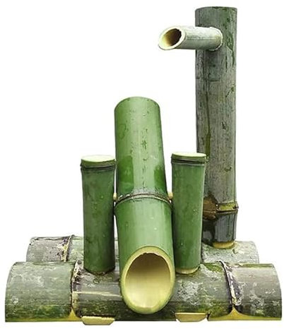 ASIAD Handmade Bamboo Fountain Kit,Water Fountain Bamboo Water Play,Japanese Garden Decoration Create an External Scene You Want,Green,30cm