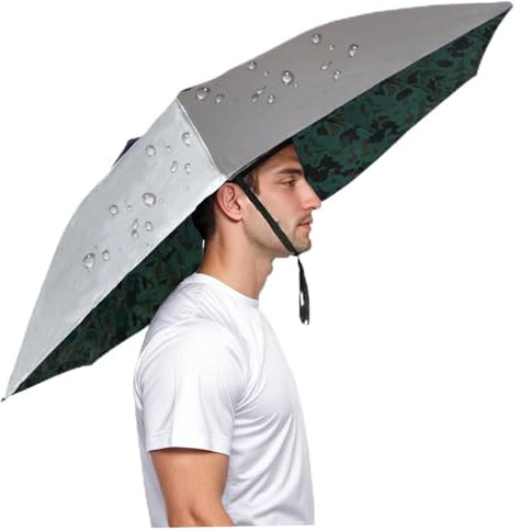 Xweptuy Dachhut Faltbare Hände kostenlos UV-Schutz Kopf Regenschirm Hut für Männer, Frauen Regenerobe verstellbare Größe im Freien 3-fache Kappenschirm zum Angeln, Campen, Gartenarbeit
