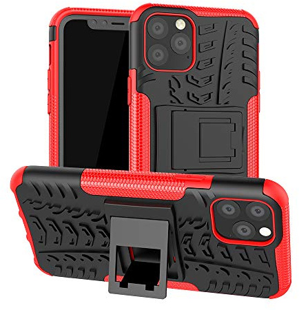 Pilaru for iPhone 11 Pro Case with 2 Screen Protectors, Military-Grade Shockproof & Anti-Slip, Dual-Layer Protection with Kickstand for iPhone 11 Pro,Red
