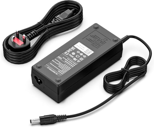 24V 5A 120W Power Supply UK Plug, AC to DC Adapter 5.5x2.5 2.1mm Jack | 24V 5A 120W UK Adapter, Fits LED Strip, Anycubic Mono X, Logitech G29 G920 Wheel, Audio Amp, Router, 5.5x2.5 5.5x2.1mm Jack