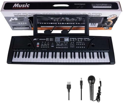 61 Tasten Klaviertastatur, elektronisches digitales Keyboard Piano mit eingebautem Lautsprechermikrofon, tragbares Tastatur-Geschenk, Unterricht für Anfänger, E-Piano für Kinder, Geburtstagsgeschenk
