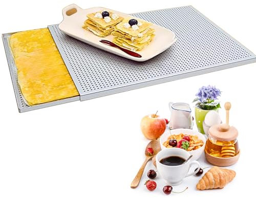 Bandeja de repostería perforada, ideal para pan y pastelería, 39,5 x 29,5 cm
