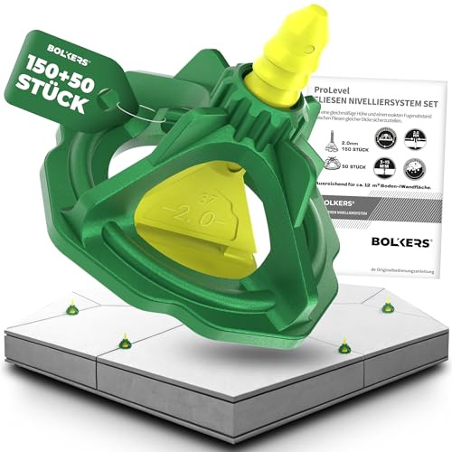 ProLevel Sistema di Livellamento per Piastrelle 2 mm – 150 Distanziatori Filettati & 50 Cappucci – Fughe Uniformi per Piastrelle da Parete e Pavimento – Aiuto per una Posa Precisa