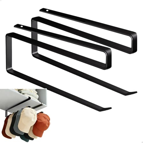 xyuayamz Soporte Colgar Gorras, Soporte para Gorras de Béisbol, Organizador Almacenamiento de Sombrero, Estante para Sombreros de Béisbol Para Gorros Bufandas Bolsos Toallas, Metal, 2 Piezas, Negro