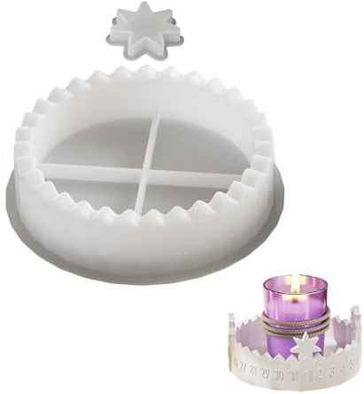 Silicomform Adventskranz mit Countdown-Stern – Weihnachts-Form für Gips, Epoxidharz, Kerzen & DIY-Dekoration