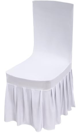 Gdetnysty 30 StüCk Stuhlhussen Stretch Chair Cover Hochzeit Home Dekor Weiß Elasthan Plissierte Stretch-Stuhl Abdeckung-Dick-Weiß Mit SchöNer Rock 95% Polyester+5% Elasthan FüR Hotel StüHle Usw