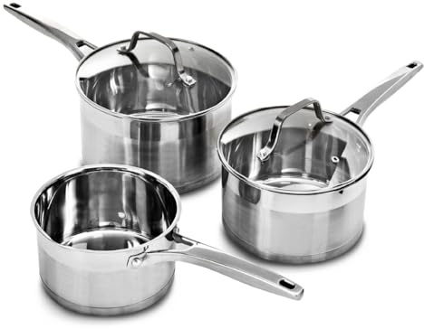 Blackmoor 3-Piece Stainless Steel Saucepan Set/High Grade, PFAS-Free, Suitable for All Hob Types Including Induction and Oven Cooking/Pro Range 68259