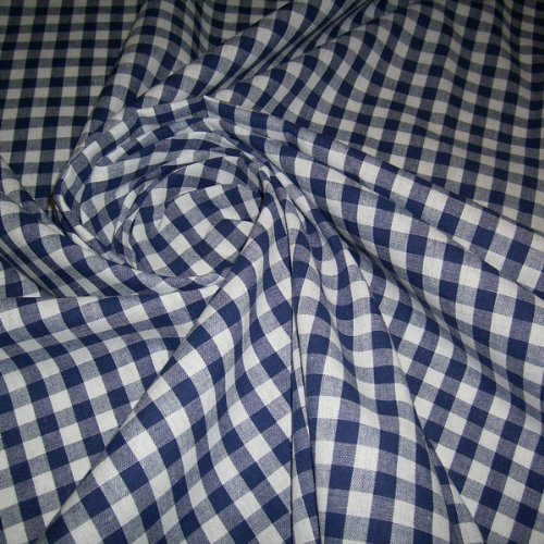 Stoff Meterware Bauernkaro marine blau dunkelblau weiß Karo kariert Landhaus Gardine