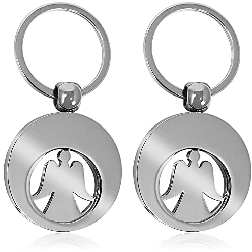 com-four® 2X Porte-clés Ange Gardien avec Puce pour Panier d'achat, Ange avec Puce pour achats Amovible pour Le Panier (02 pièces - Ange)