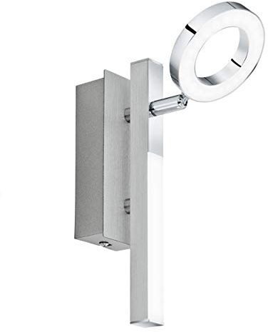EGLO LED Wandlampe Cardillo, Wandleuchte, Wandstrahler aus Alu, Metall und Kunststoff, Wohnzimmerlampe in Chrom, LED Flurlampe warmweiß