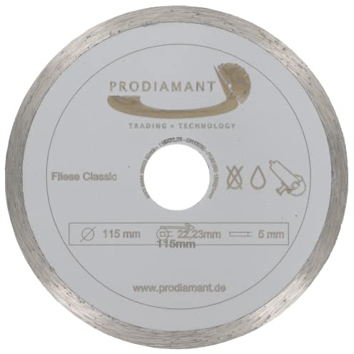 PRODIAMANT Prorim Diamant-Trennscheibe 115 mm x 22,2 mm - Diamantscheibe für Keramik und Fliesen - präziser Schnitt - passend für Winkelschleifer