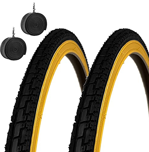 DEESTONE 2 Neumáticos neropara + 2 Cámaras de Aire para Bicicleta Bicicleta City Bike Trekking 700 X 35 28 1 5/8 3/8 (37 – 622)