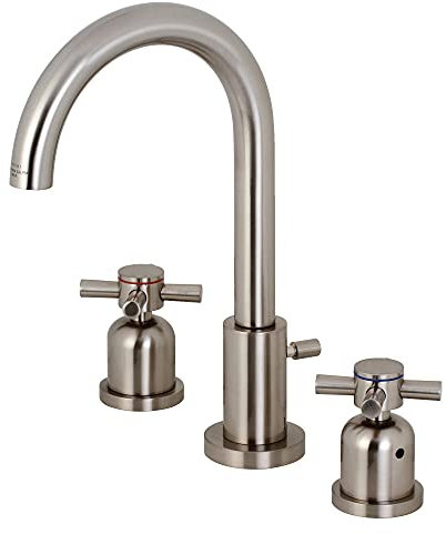 Kingston Brass FSC8928DX Concord 20,3 cm breiter WC-Wasserhahn mit Pop-Up, gebürsteter Nickel