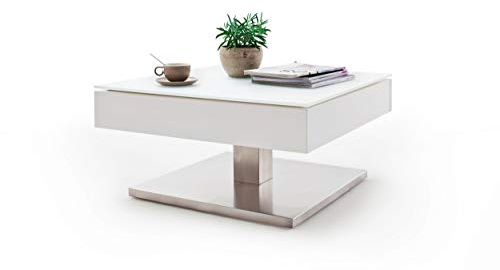 Newfurn Couchtisch Wohnzimmertisch Modern II 75x38x 75 cm (BxHxT) II [Raphaela] in Weiß/Weiß Wohnzimmer