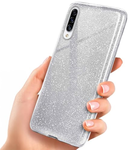ONEFLOW Glitter Case für Samsung Galaxy A50 / A30s Glitzer Handyhülle mit Kameraschutz, Stylische Hülle Glitzernd, Dünne TPU Schutzhülle für Damen, Glitzerhülle Qi kompatibel, Silber